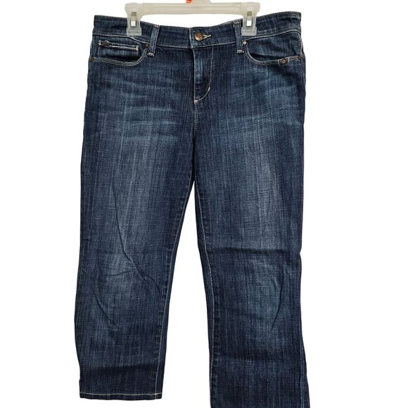 Womens Petite Fit W27 Blue Medium Washed Denim Capri Mom Normcore Casual Jeans - Picture 1 of 16